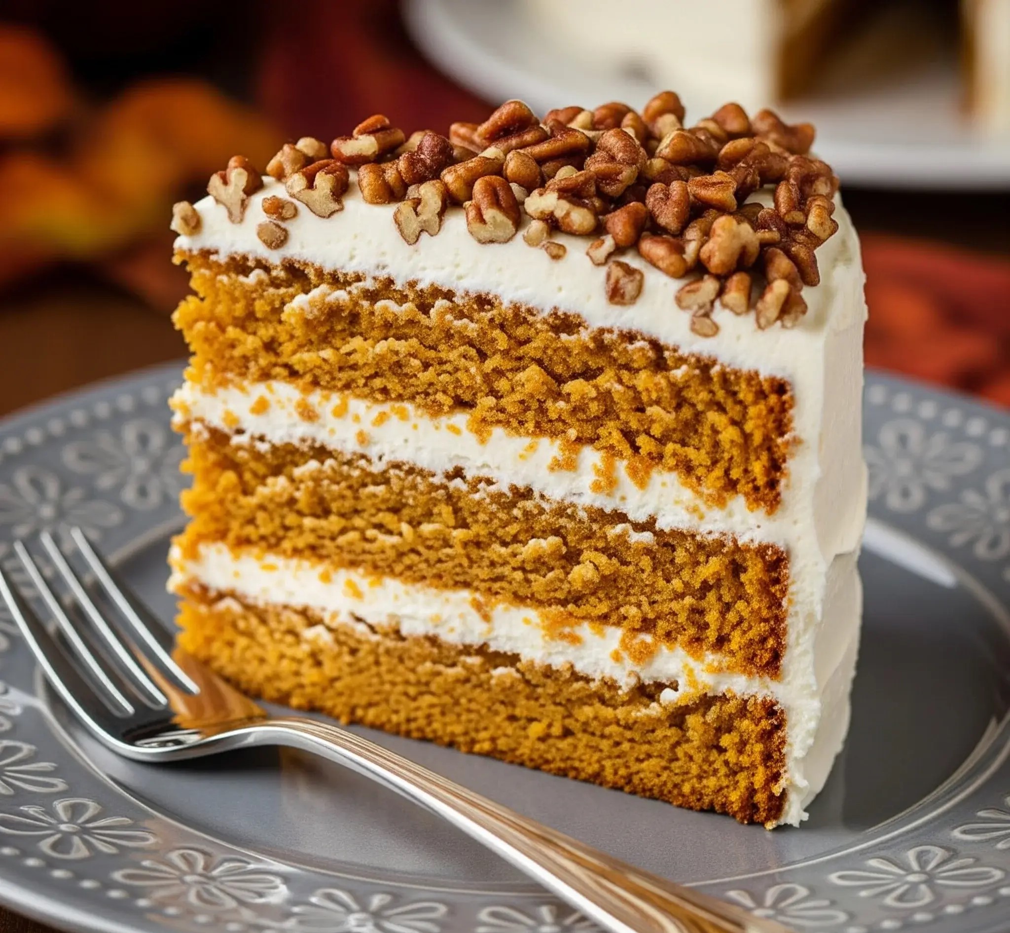 Pumpkin Cake With Candied Pecans